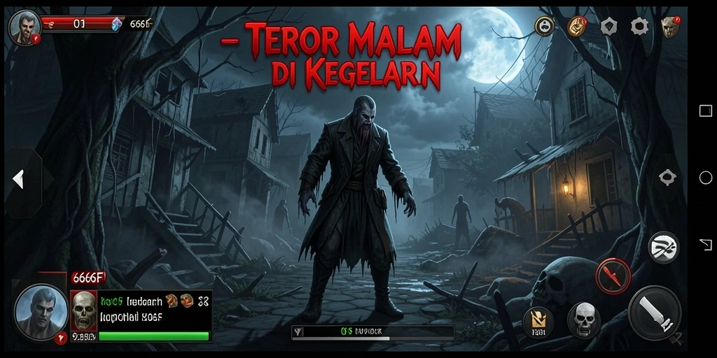 Tangkapan layar gameplay <strong>666F</strong> dengan suasana gelap yang menakutkan.