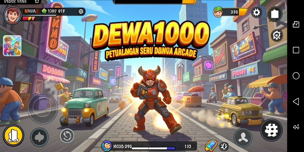 Screenshot utama DEWA1000 menampilkan aksi seru dalam permainan Arcade.
