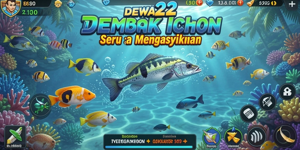 Tampilan gameplay seru dalam DEWA22 saat menembak ikan.