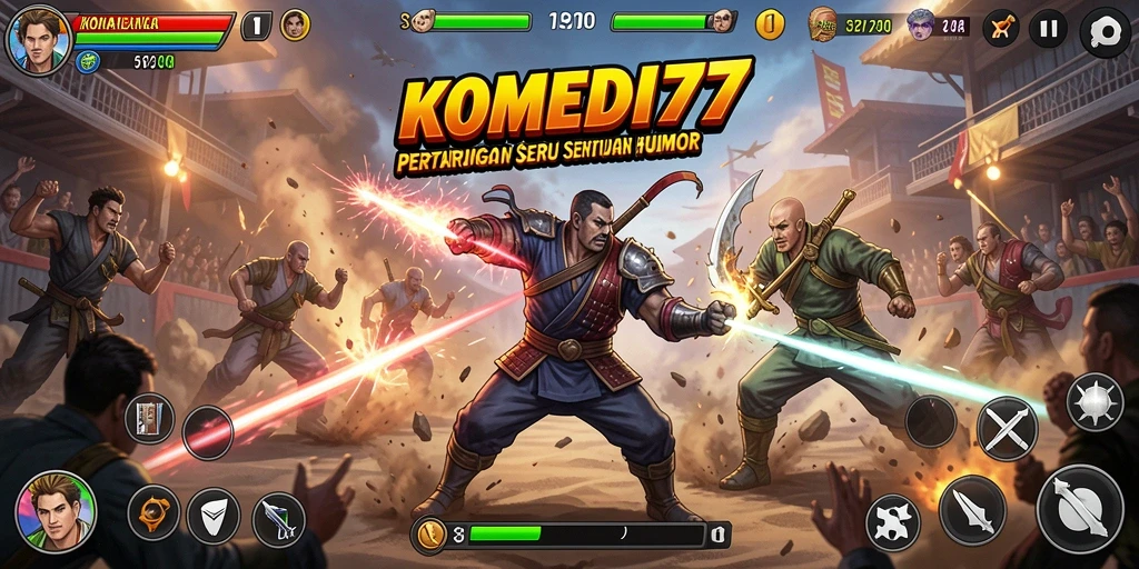 Tampilan seru dari pertarungan karakter dalam KOMEDI77.