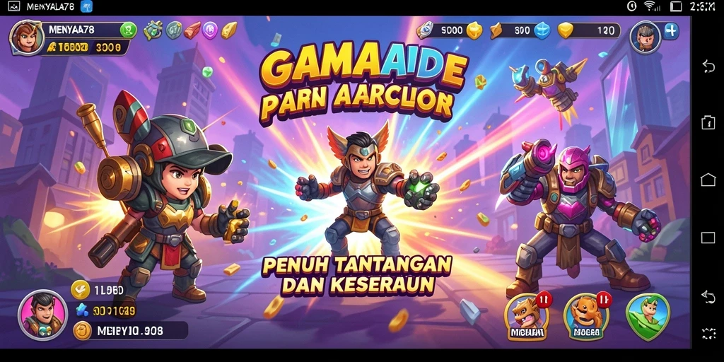Tampilan seru gameplay MENYALA78 di dunia arcade.