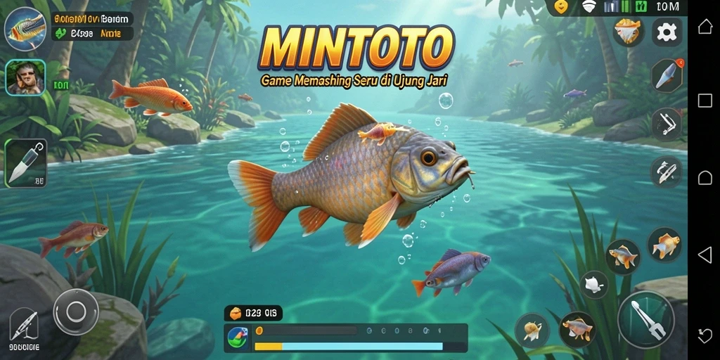 Tampilan gameplay MINTOTO menampilkan pengalaman memancing yang seru dan menantang.