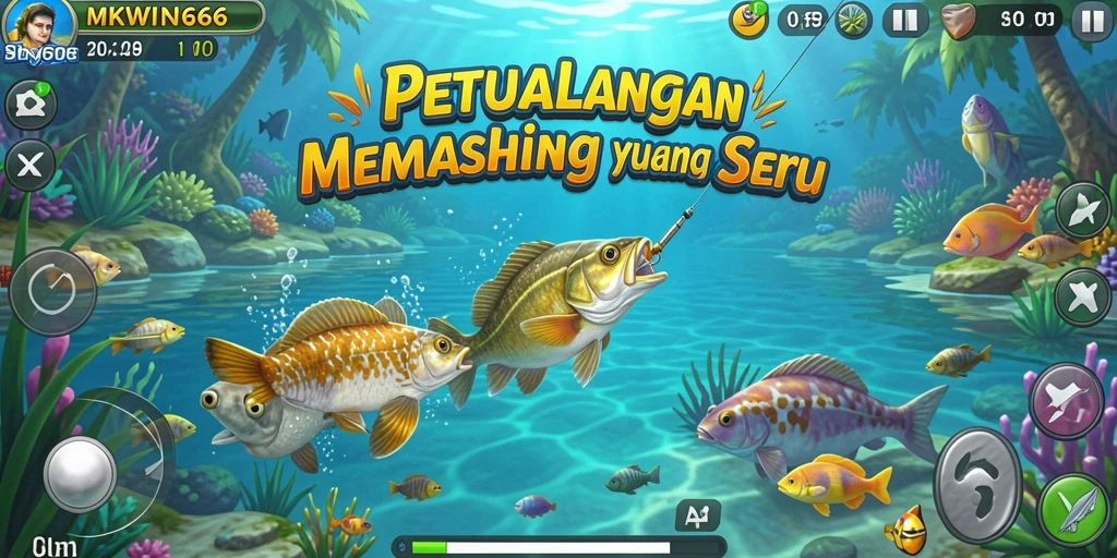 Tampilan gameplay menarik dengan ikan yang bervariasi.