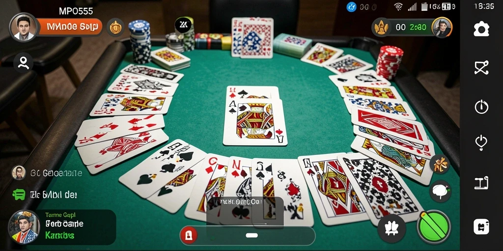 Tampilan gameplay seru dari MPO555 dengan kartu Gaple yang menarik.