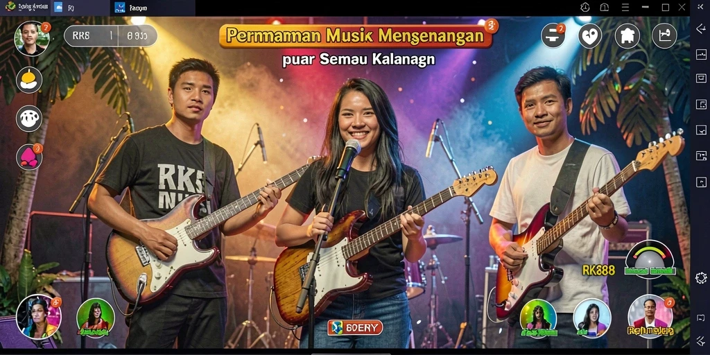 Screenshot RK88 yang menampilkan gameplay musik yang mengasyikkan.