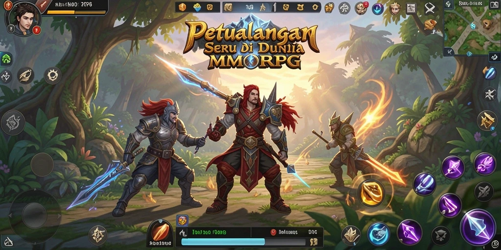 Screenshot gameplay RP8 menampilkan pertarungan epik dalam dunia MMORPG.