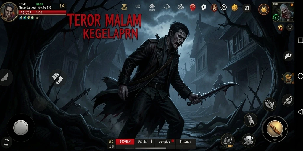 Screenshot menegangkan dari gameplay ST789 yang menunjukkan suasana Horror.