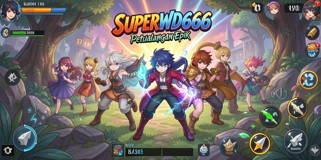 Tampilan menarik gameplay <strong>SUPERWD666</strong> dengan karakter anime